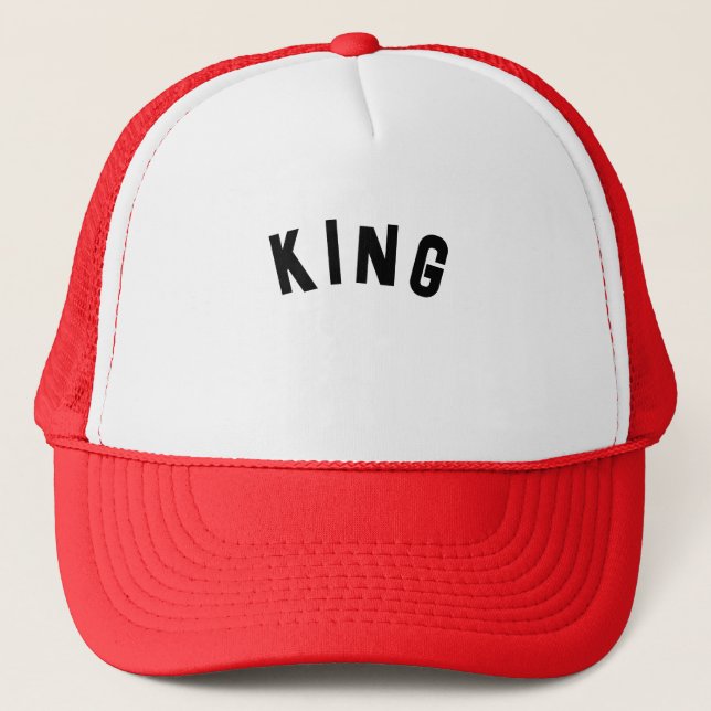 Custom King text name White and Red Colour Caps Ha (Front)