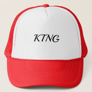 Custom King text name White and Red Colour Caps Ha