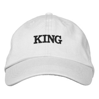 Custom King Text or Name or Word with White Colour Embroidered Hat
