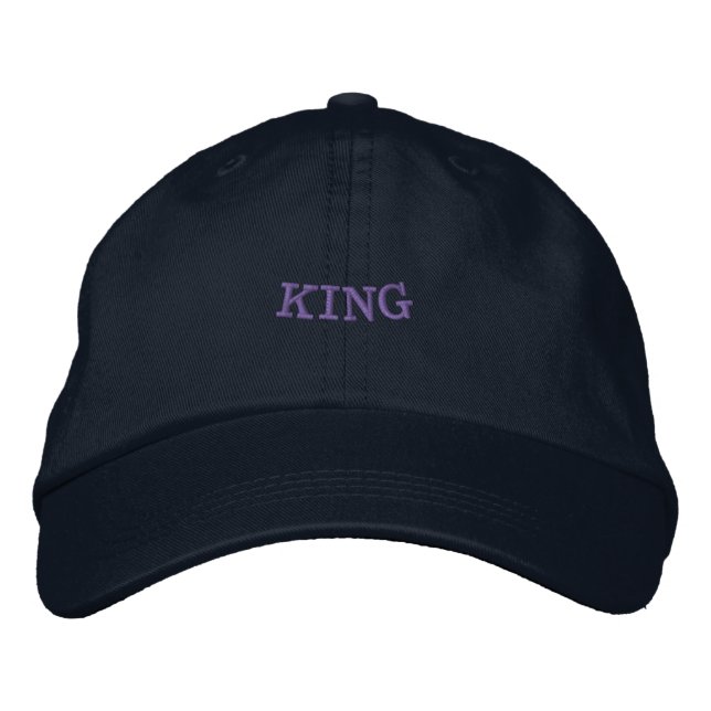Custom KING Text Powerful and Confident Looks Embroidered Hat (Front)