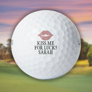 Custom Kiss Me For Luck Pink Lips Golf Balls
