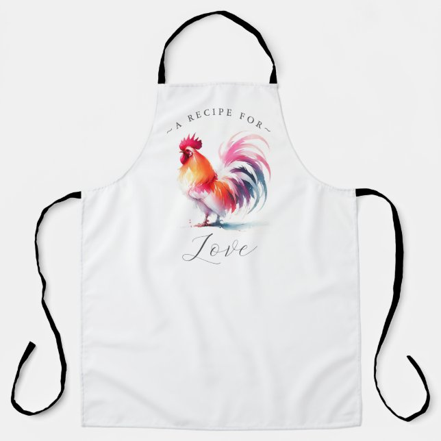 Custom Kitchen Apron White with Rooster (Front)