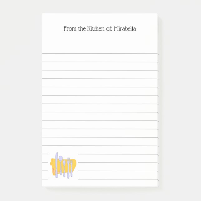 Custom Kitchen Dinnerware Lined Post it Notes (Front)