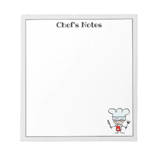 Custom kitchen notepads with cute chef cartoon