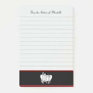 Custom Kitchen of Black Red Lined 4" x 6" Post-it Notes