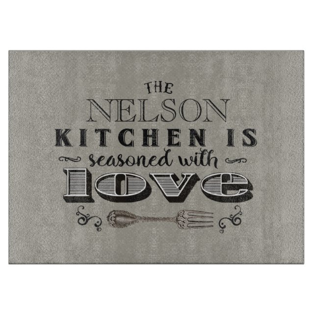 Custom kitchen seasoned with love cutting board (Front)