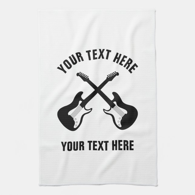 Custom kitchen towel with electric guitar design (Vertical)