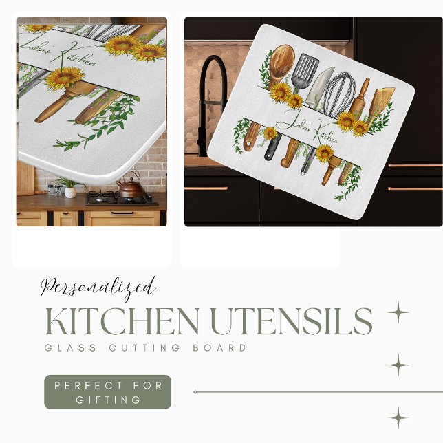 Custom Kitchen Utensils Glass Cutting Board (Creator Uploaded)