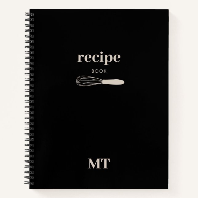 Custom Kitchen Utensils Whisk Recipe Cookbook Notebook (Front)