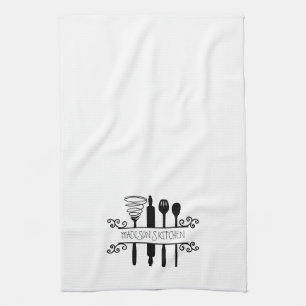 Custom Kitchen Utensils Whisk Rolling Pin Spatula Tea Towel