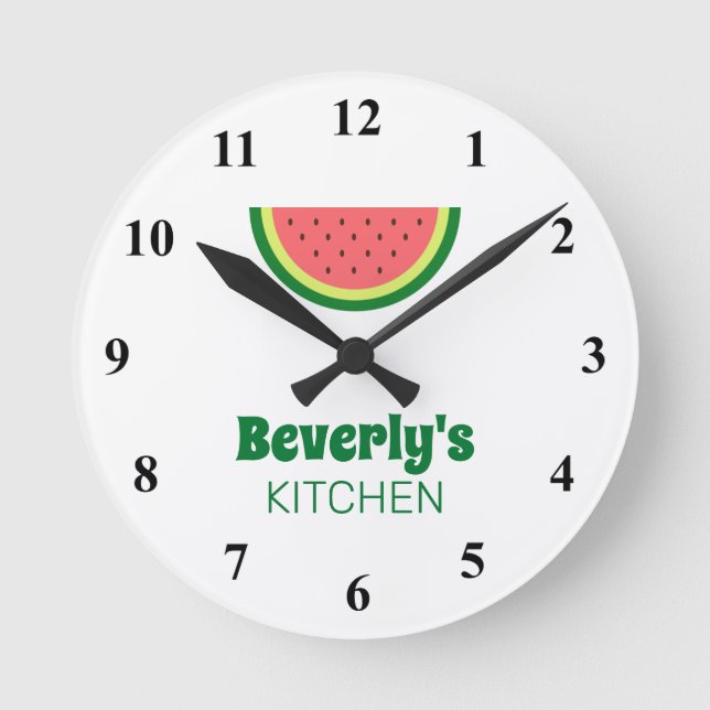 Custom kitchen wall clock with melon fruit logo (Front)