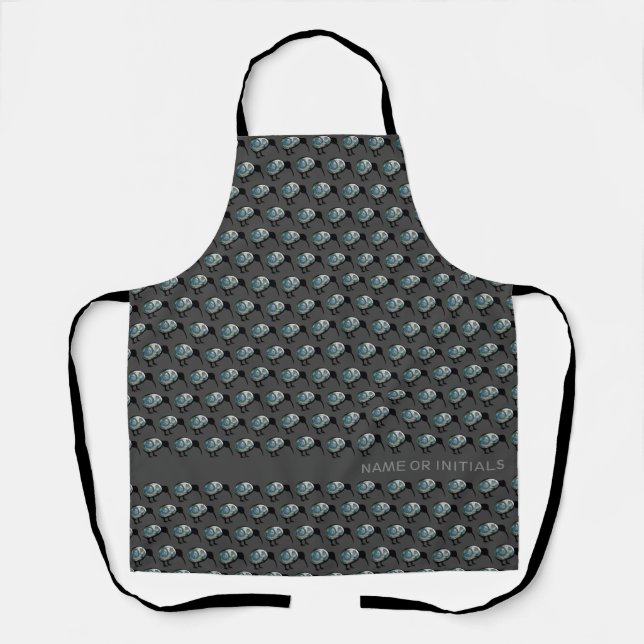 CUSTOM KIWI BIRD PATTERN NZ PAUA KORU NEW ZEALAND APRON (Front)