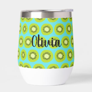 Custom Kiwi Print Tumbler with Blue Background