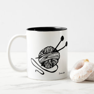 Custom Knitting Lover Gift Personalised Knitting Two-Tone Coffee Mug