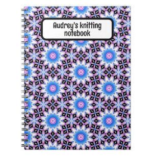 Custom knitting notebook - blue and purple design