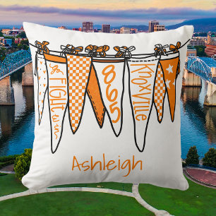 Custom Knoxville Orange & White Pennants Dorm Cushion