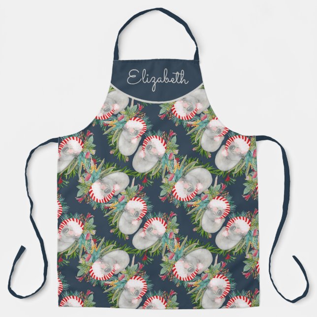 Custom Koala Christmas Blue Apron (Front)