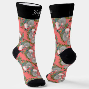 Custom Koala Christmas Pink Crew Socks