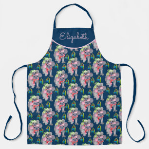 Custom Koala Family Blue Christmas Apron