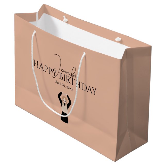 Custom Korean Heart Gesture Happy Birthday Large Gift Bag (Front Angled)