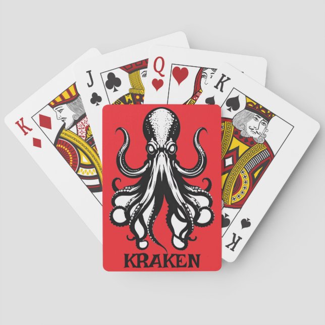 Custom Kraken Octopus Squid Name Personalised Playing Cards (Back)