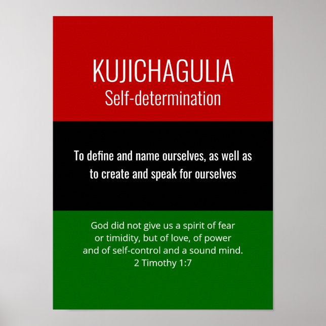 Custom KUJICHAGULIA Self Determination Kwanzaa Poster (Front)