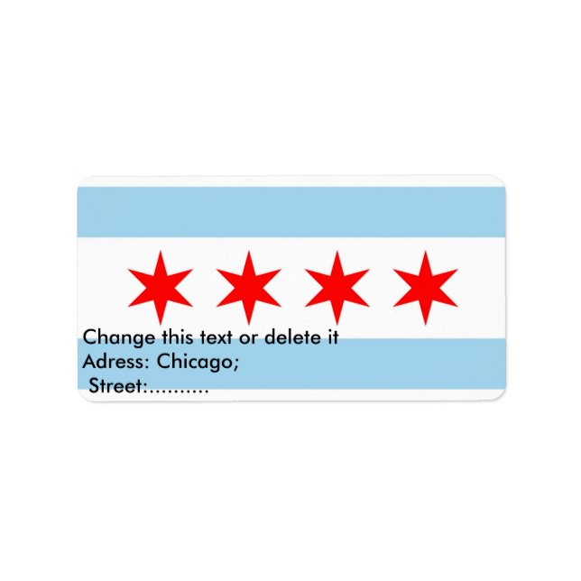Custom Label with Flag of Chicago, U.S.A. (Front)