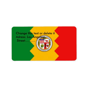 Custom Label with Flag of Los Angeles, U.S.A.