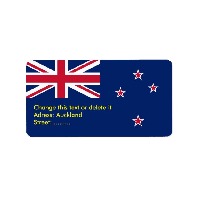 Custom Label with Flag of New Zealand (Front)