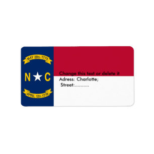 Custom Label with Flag of North Carolina, U.S.A.