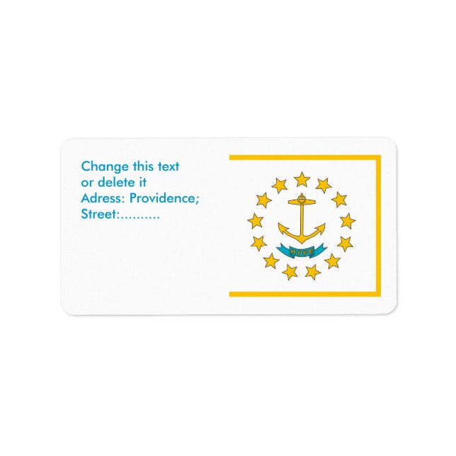 Custom Label with Flag of Rhode Island, U.S.A. (Front)