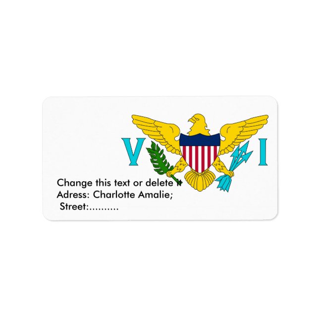 Custom Label with Flag of Virgin Islands (Front)