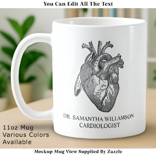 Custom Labelled Vintage Anatomical Heart, Black Coffee Mug