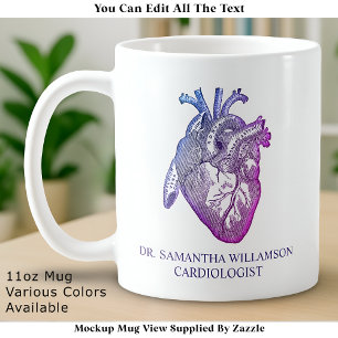 Custom Labelled Vintage Anatomical Heart, Multi Coffee Mug
