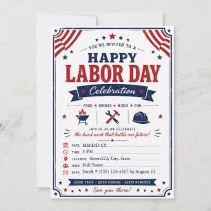 Custom Labour Day BBQ Party Invitation