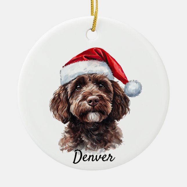 Custom Labradoodle Ceramic Tree Decoration (Front)