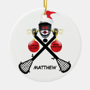 Custom Lacrosse Christmas Ceramic Tree Decoration