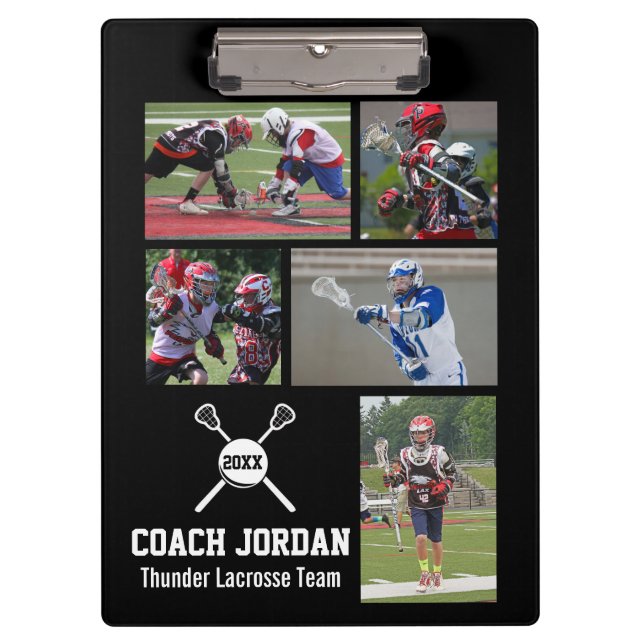 Custom Lacrosse Photo Collage Team Player Name Clipboard (Front)