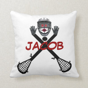 Custom Lacrosse Player Cartoon Cushion