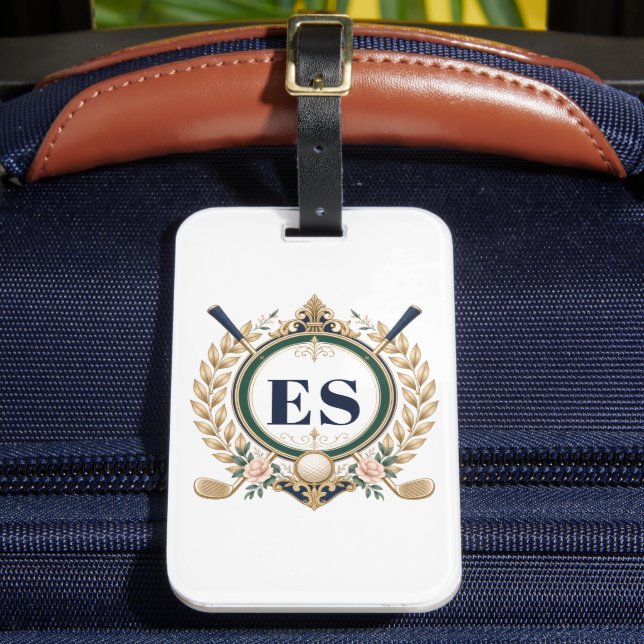 Custom Ladies Elegant Monogram Golf Luggage Tag (Front Insitu 2)