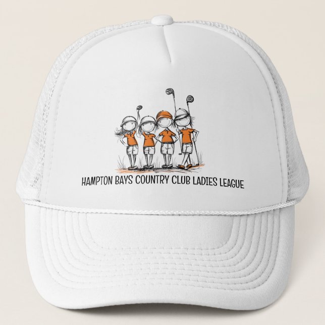 Custom Ladies Golf League ORANGE Hat - Club Name (Front)