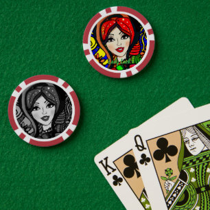 Custom Lady Luck 4 Couple's Game Night Poker Chips