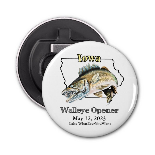  Custom Lake and Date Iowa Walleye Opener (Front)