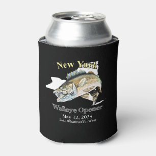 Custom Lake and Date New York Walleye Opener Can  Can Cooler