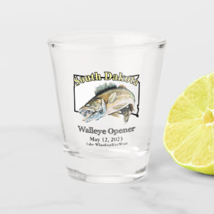 Custom Lake and Date South Dakota Walleye Opener Shot Glass