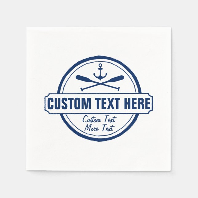 Custom Lake, Beach House & Boat Nautical Anchor Napkin (Front)