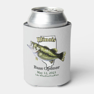 Custom Lake/Date Illinois Bass Opener Light Can Cooler