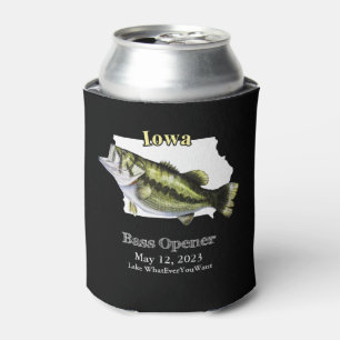 Custom Lake/Date Iowa Bass Opener Dark Can Cooler