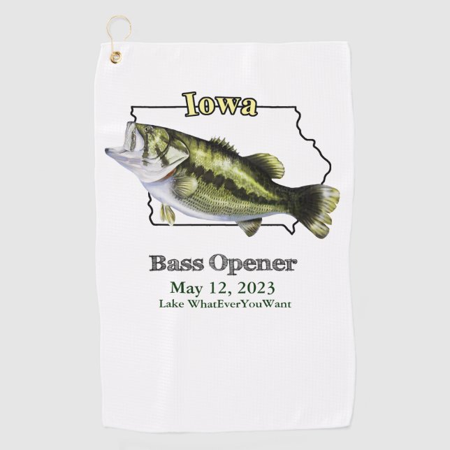 Custom Lake/Date Iowa Bass Opener Fishing Towel (Front)