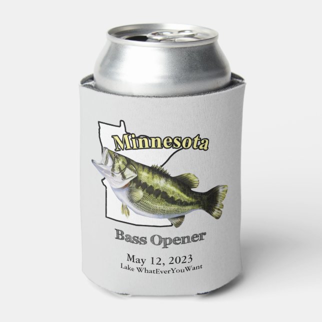 Custom Lake/Date Minnesota Bass Opener Light Can Cooler (Can Front)